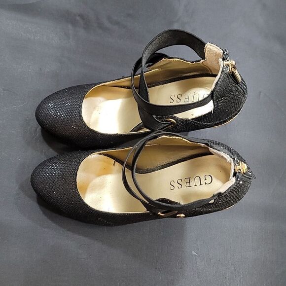 GUESS SHIMMER GLITTER CRISS-CROS STRAPS HIGH HEEL STILETTO PUMP - Picture 5 of 15